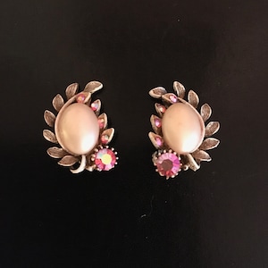 Vintage Faux Pearl and Rhinestone Earrings