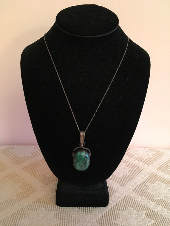 Sterling Silver Pendant with Green Stone