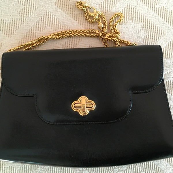 Vintage Bally Black Leather Shoulder Bag