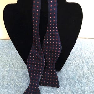 Navy Bowtie with Tiny Red Flowers