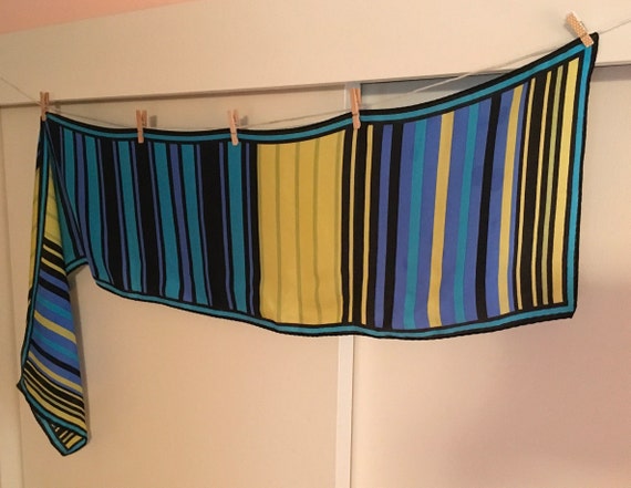 Blue, Black and Yellow Striped Scarf - image 3