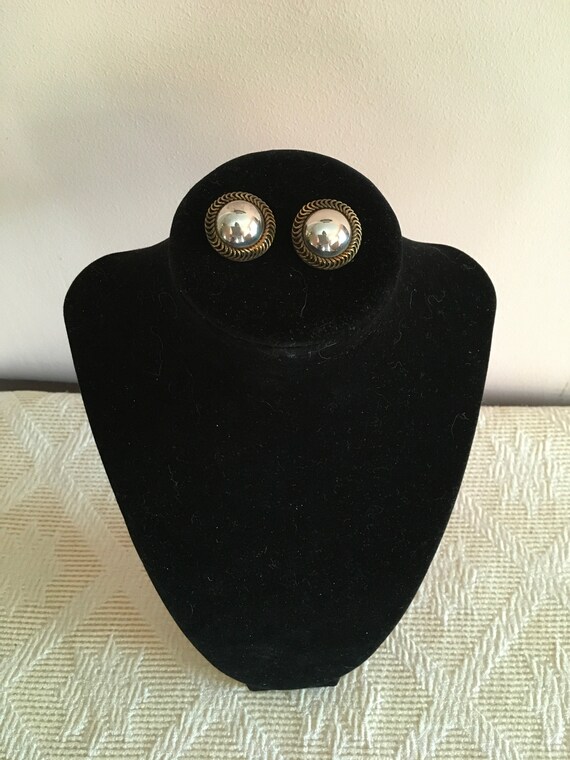 New Price! Mexican Silver and Brass Domed Earrings - image 4