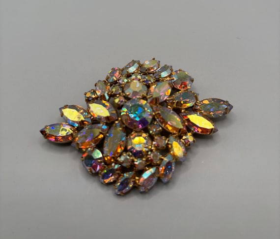 Aurora Borealis Rhinestone Brooch