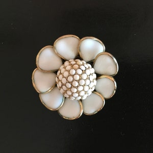 Vintage Milk Glass Flower Brooch