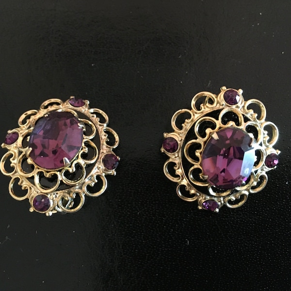 Coro Earrings with Purple Stones
