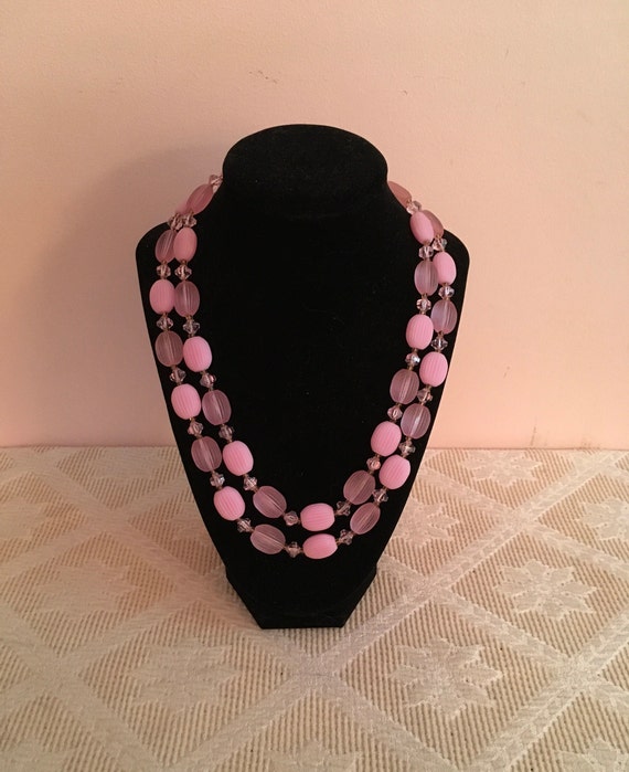 Pink Lucite Beaded Necklace