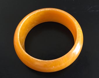 透明オレンジヴィンテージプラスチックバングル、82x16x08mm（内寸65mm