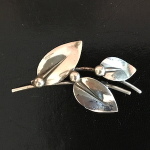 N E FROM Danish Sterling Leaf Brooch