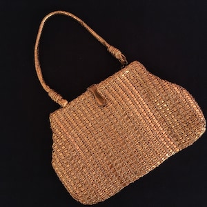 Woven Gold Vinyl Evening Bag