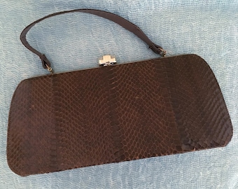 Vintage Brown Snakeskin Top Handle Bag