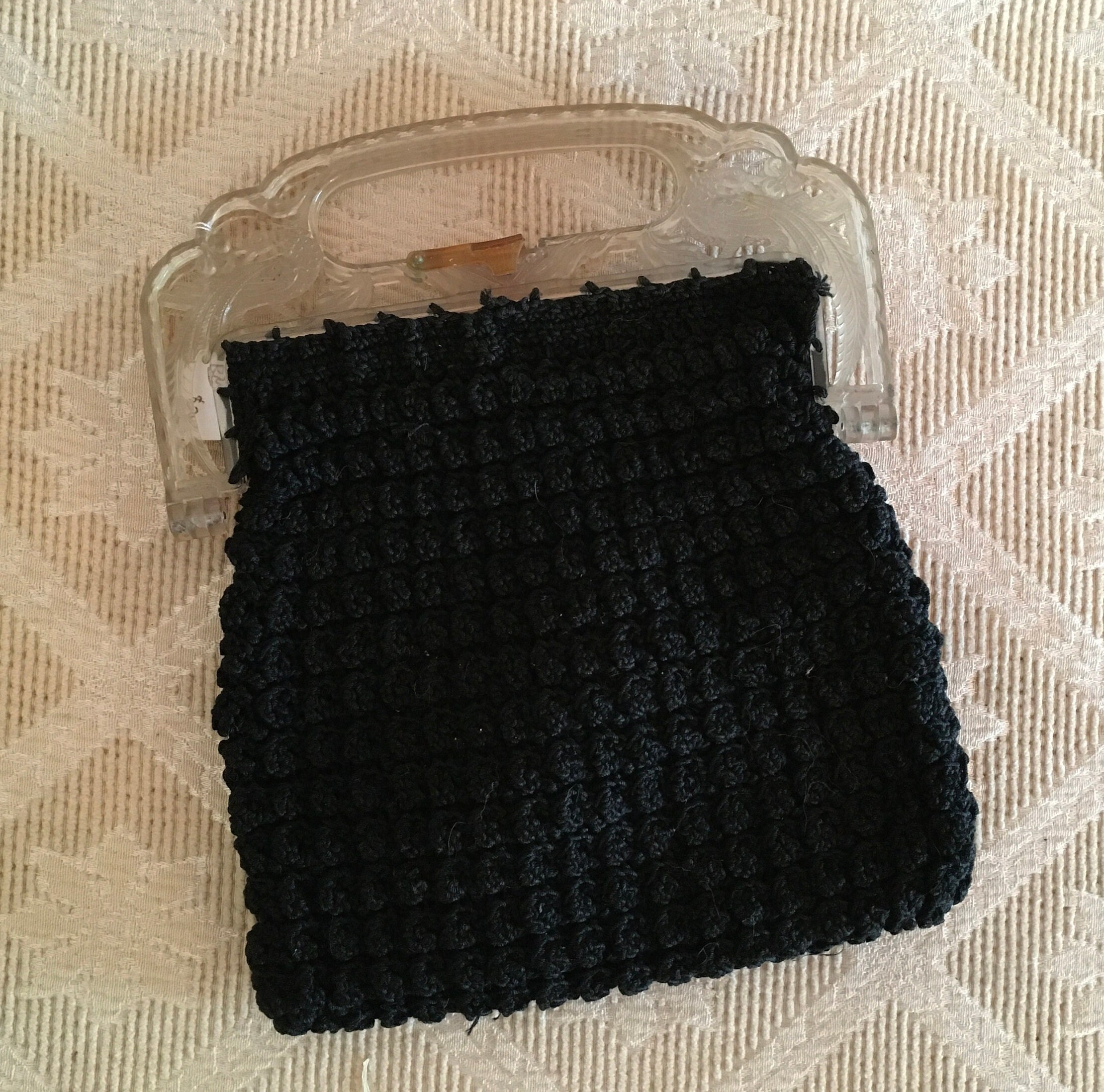 Black Crocheted Bag With Plastic Bird Handle - Etsy