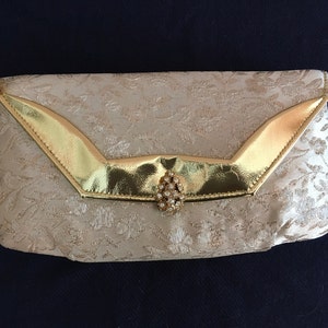 Brocade and Gold Vinyl Clutch