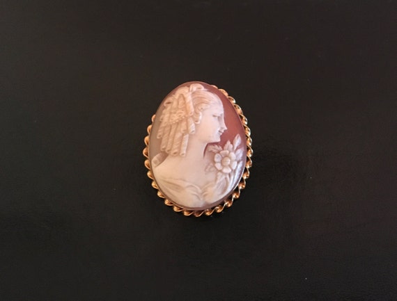 Woman with Flower Cameo Brooch - image 3