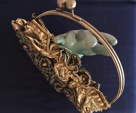 Gold Beaded Peacock Bag - image 5
