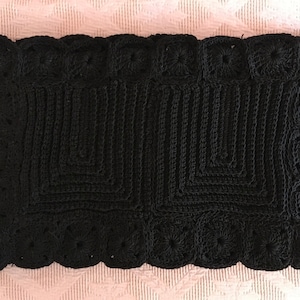 Large Vintage Black Crocheted Clutch