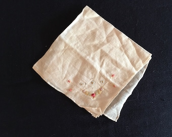 Soft White Flowered Handkerchief