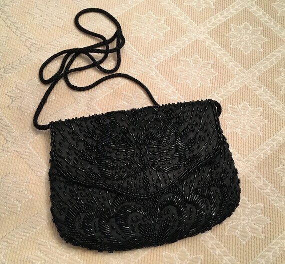 Black Beaded Butterfly Bag Etsy