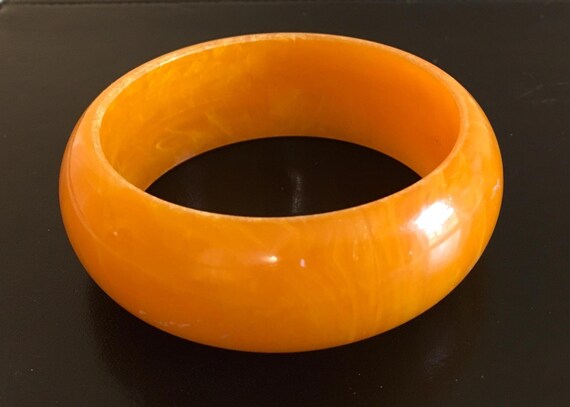 Orange Plastic Bangle Bracelet - image 4