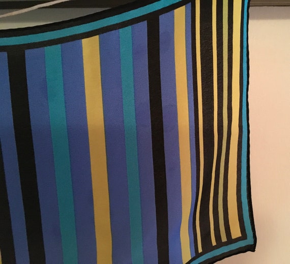 Blue, Black and Yellow Striped Scarf - image 4