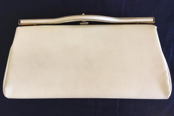 White Vinyl Clutch with Curved Frame