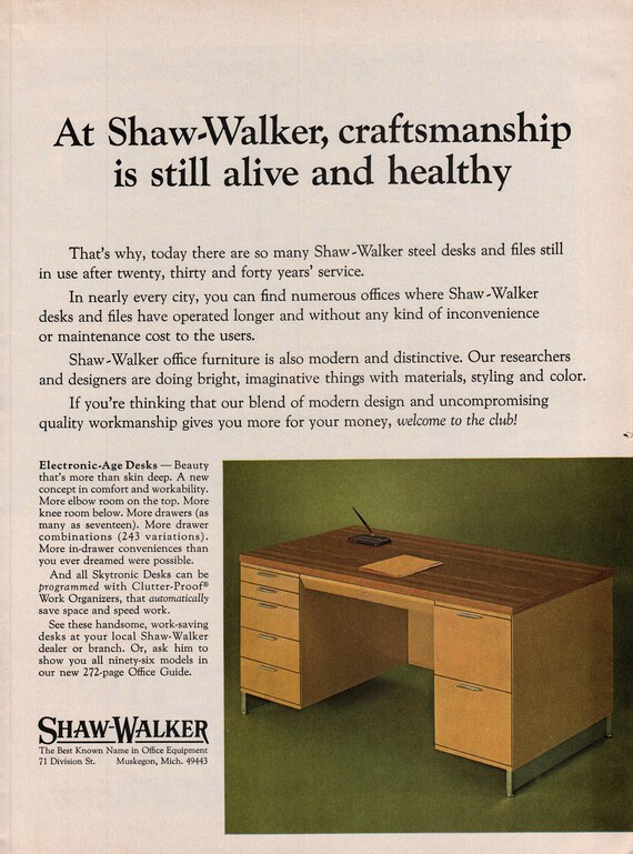 1970 Shaw Walker Steel Desk Office Furniture Vintage Color Etsy