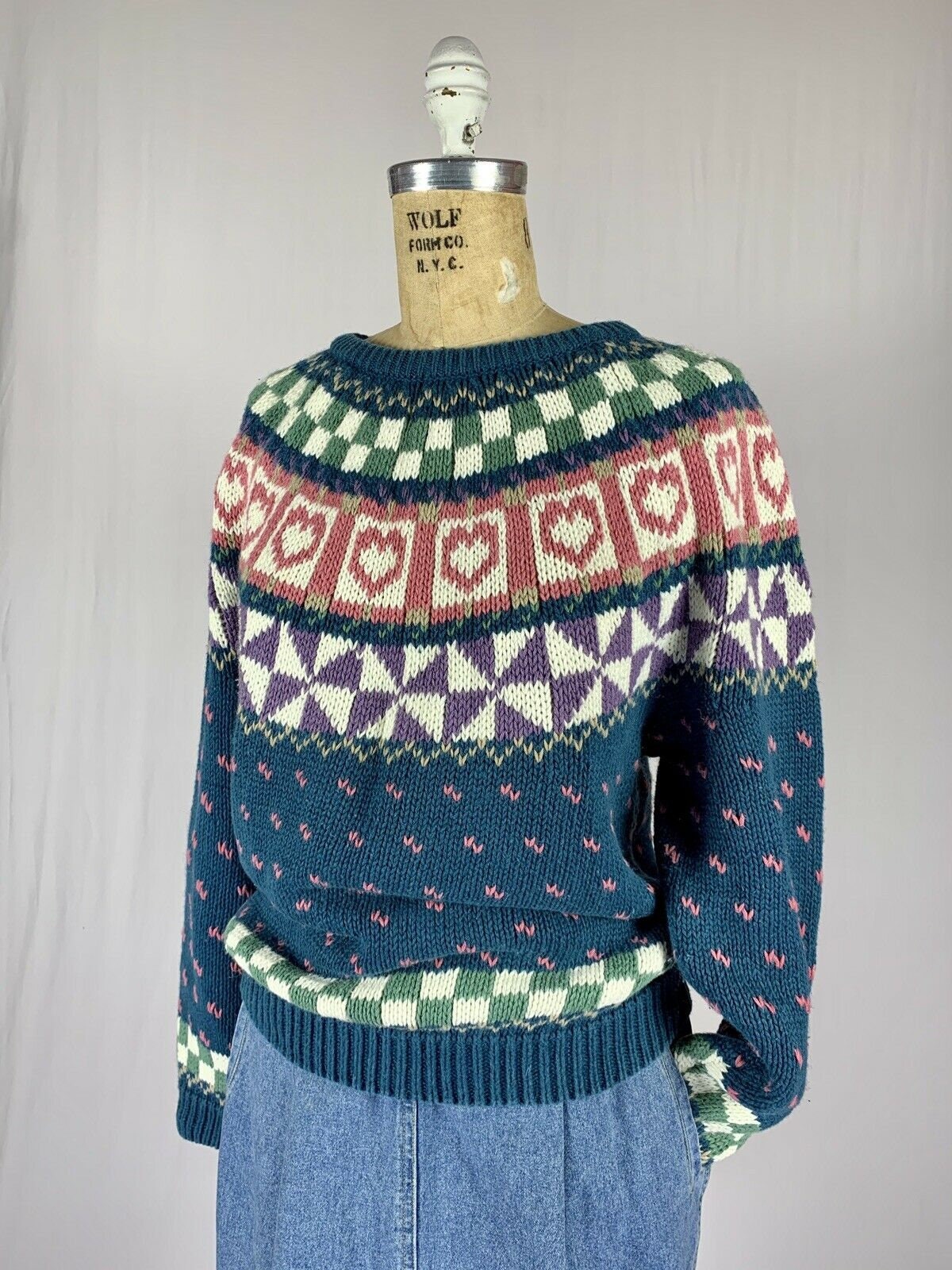 Vintage 1990's Cottagecore Cotton Fair Isle Sweater Pink | Etsy