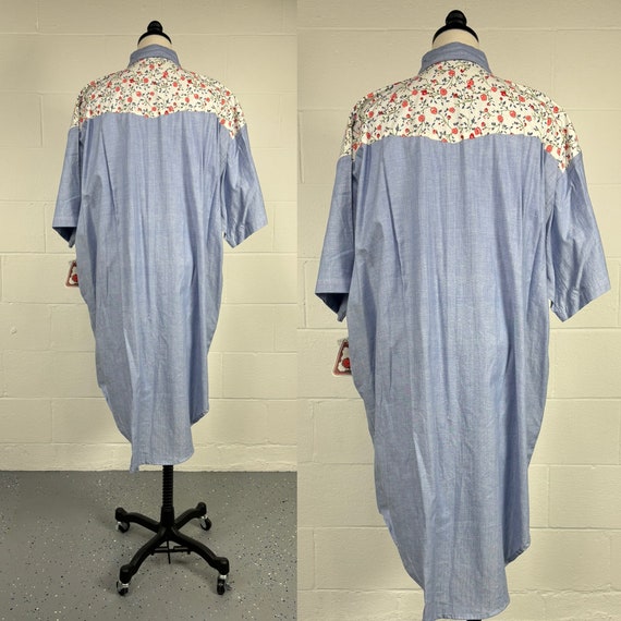 Vintage 1980's Blue Chambray Cotton Oversized Wes… - image 8