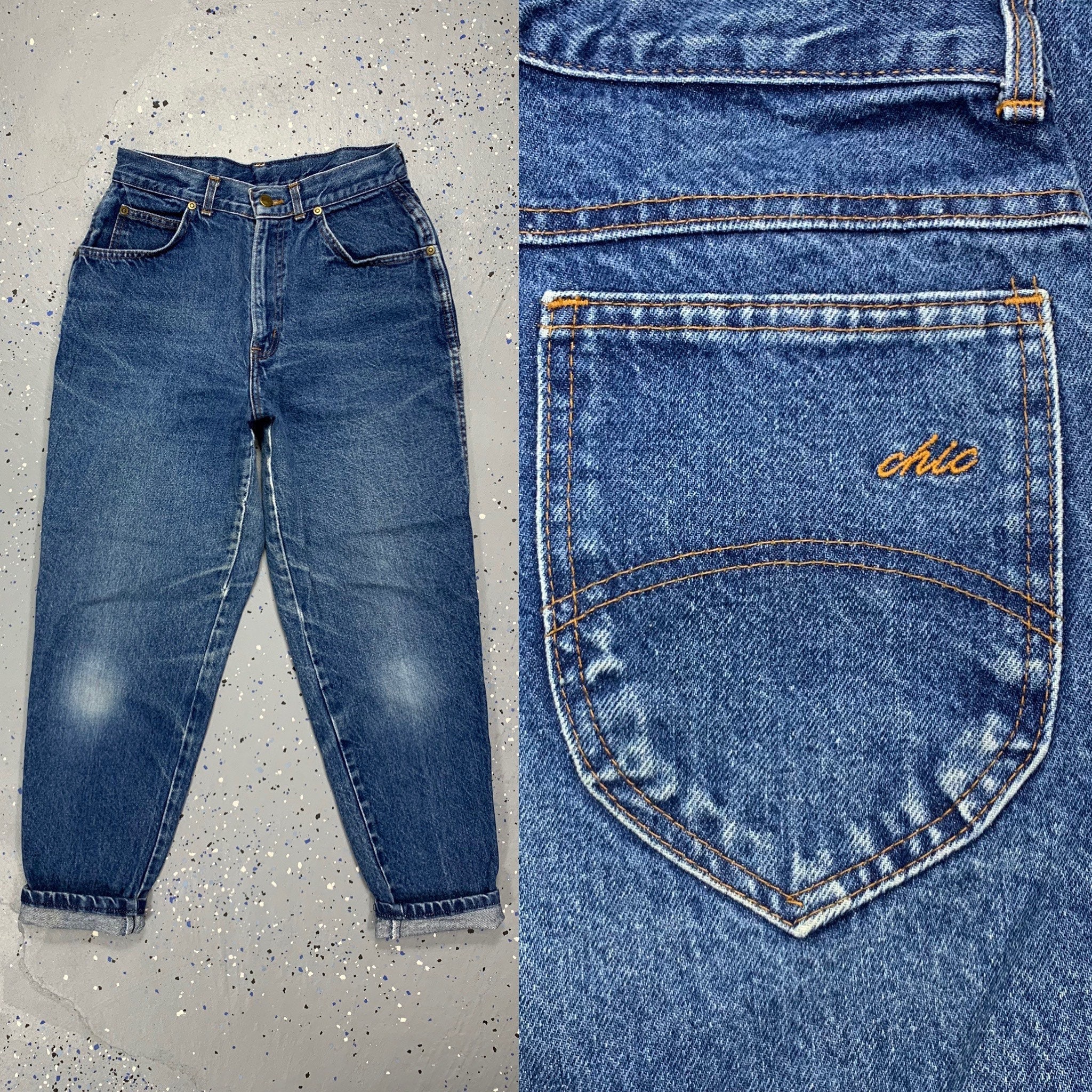 Vintage 1980's Chic Distressed Dark Wash Denim Mom Jeans Vintage 1980's Chic Distressed Dark Wash Denim Mom Jeans