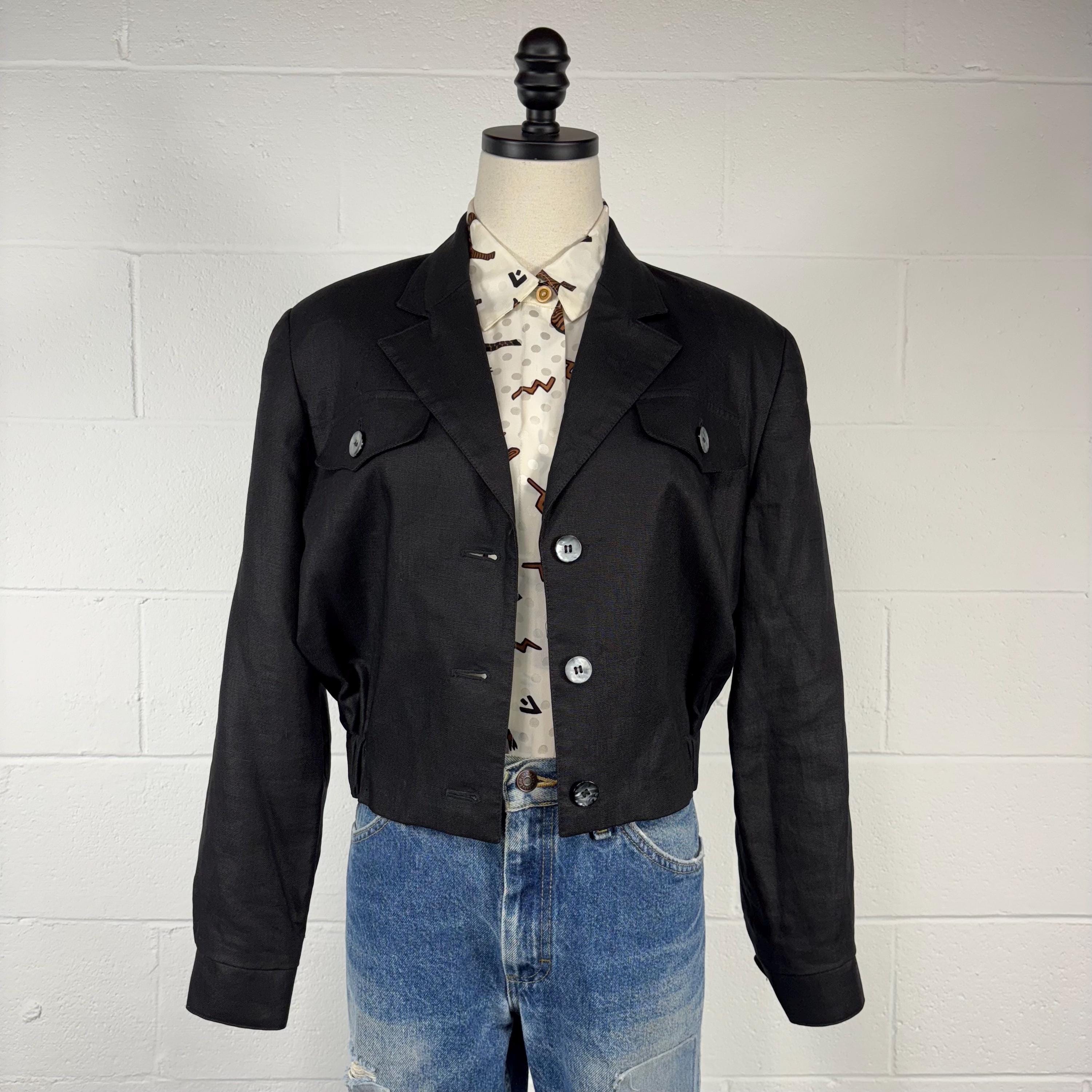 Vintage 90s 00s Linen Jacket / Large Utility Style Work