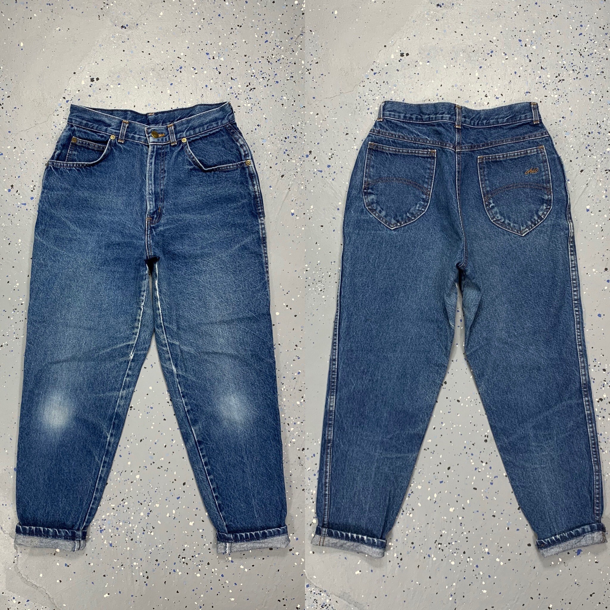 Vintage 1980's Chic Distressed Dark Wash Denim Mom Jeans Vintage 1980's Chic Distressed Dark Wash Denim Mom Jeans