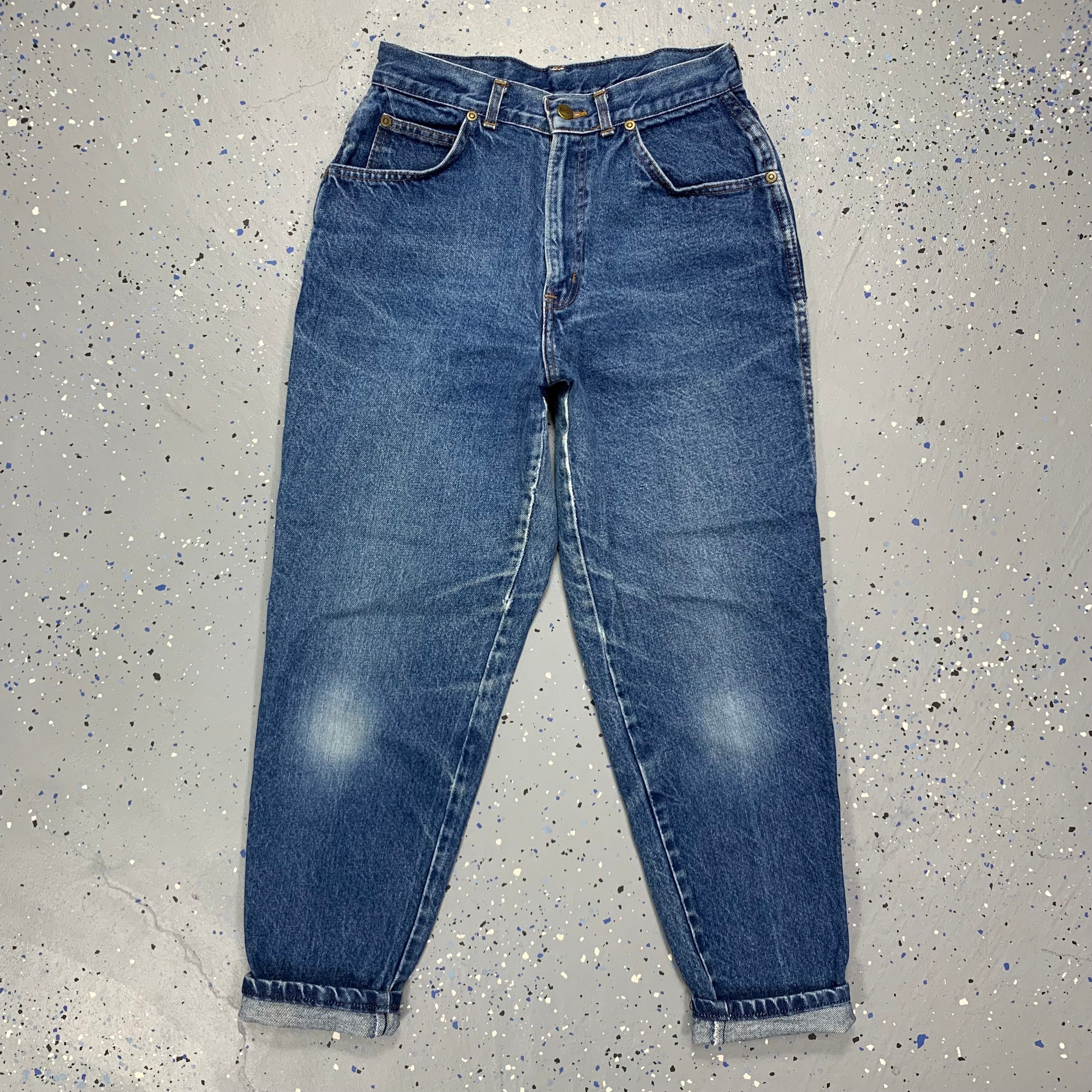 Vintage 1980's Chic Distressed Dark Wash Denim Mom Jeans
