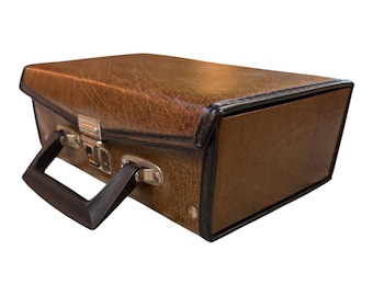Vintage Brown and Tan 12 Slot Vinyl Cassette Tape Carrying Case