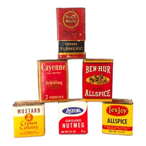 Farmhouse Vintage Spice Red and Yellow Collection - Crown Colony Mustard, Red and White Turmeric, TexJoy Allspice, Ben-Hur, Shillings, Astor