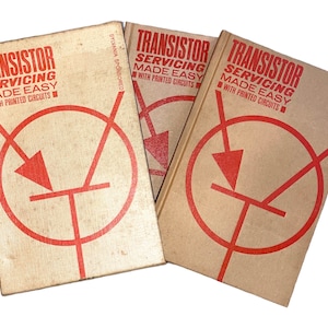 1962 Juego de manuales de libros sobre mantenimiento de transistores simplificados: libro uno y libro dos, con circuitos impresos, patrocinado por Sylvania, Leonard c. carril