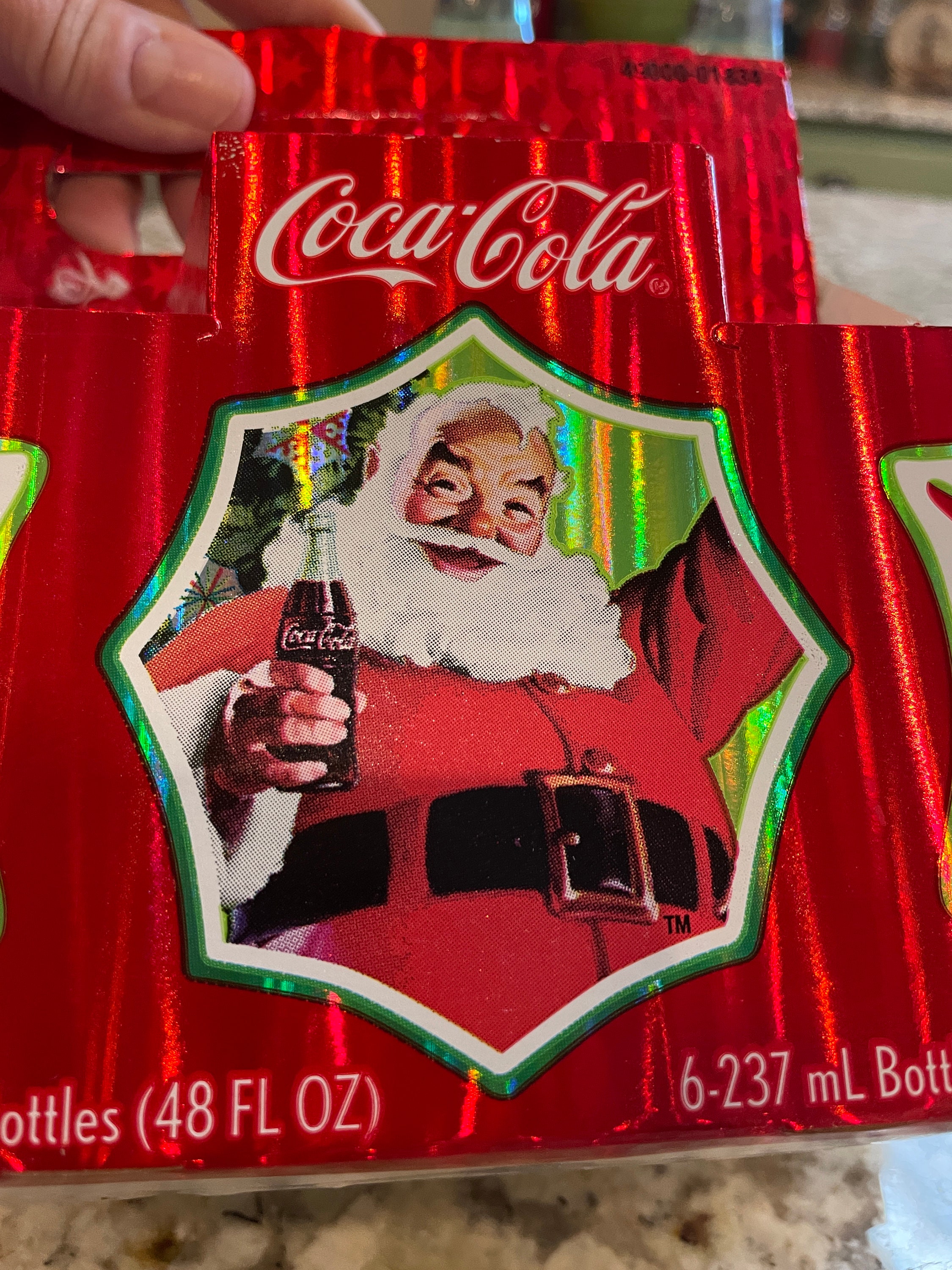 75th Anniversary Coca-cola Cole Santa 6 Bottles and Holder