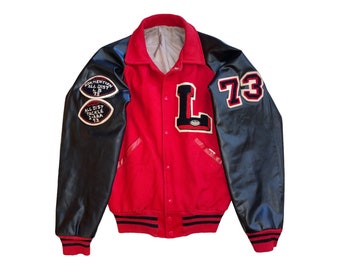 ☆40s~LOWE&CAMPBELL Patchwork Worn Varsity Jacket Size S