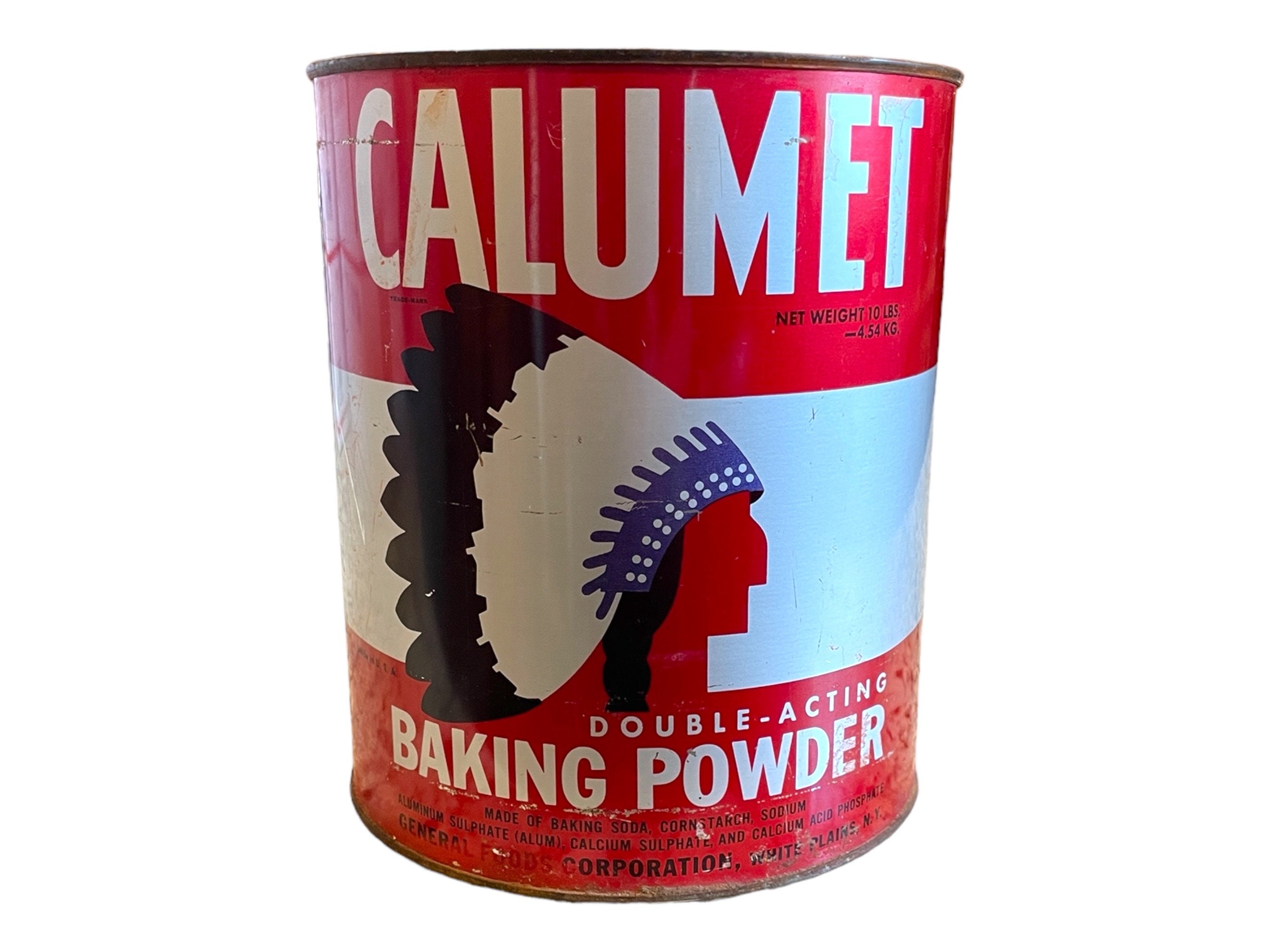 Vintage Calumet Baking Powder Tin - 10 Pound, Native American