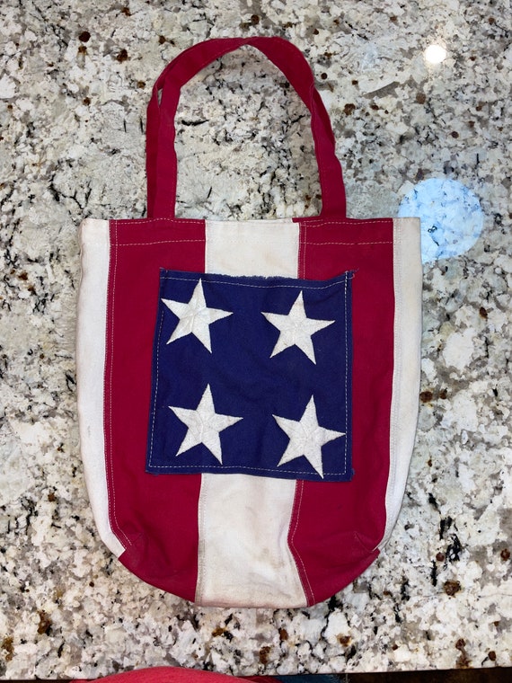 Patriotic Upcycled USA Flag Bag - made from a vin… - image 2