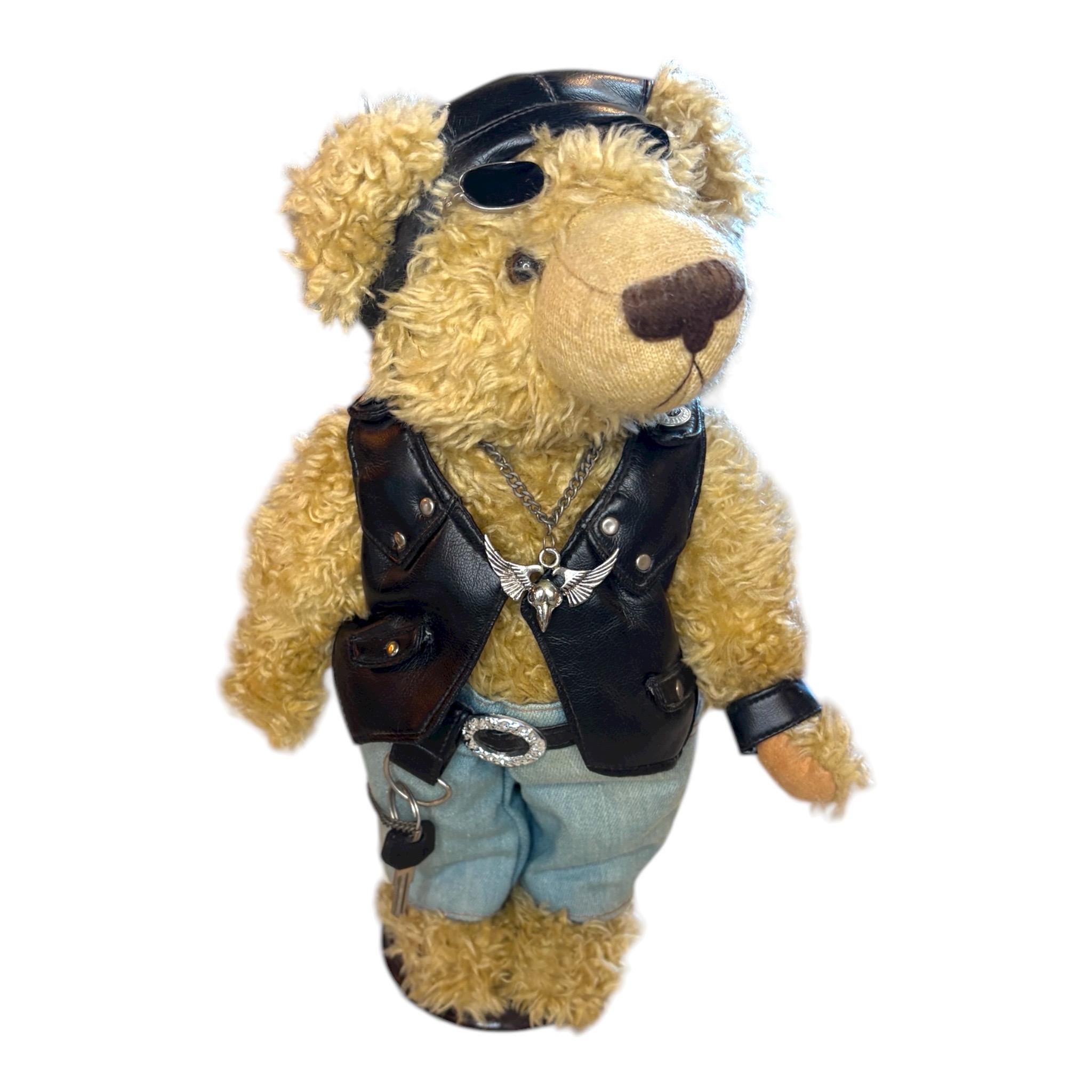 Harley Davidson Biker Bear on Stand - Etsy