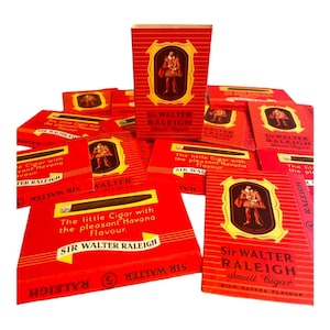 VTG Sir Walter Raleigh Cigar Empty Packages (set of 14 packages) - small cigars, 5, mild flavour, pleasant, vintage, retro, made in USA