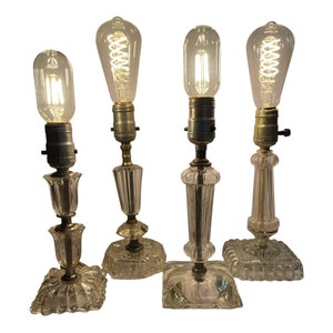 Choice of 4 awesome glass (Crystal looking) lamps!  Four different cool vintage table or bedside lamps!  LoVe the different shapes!