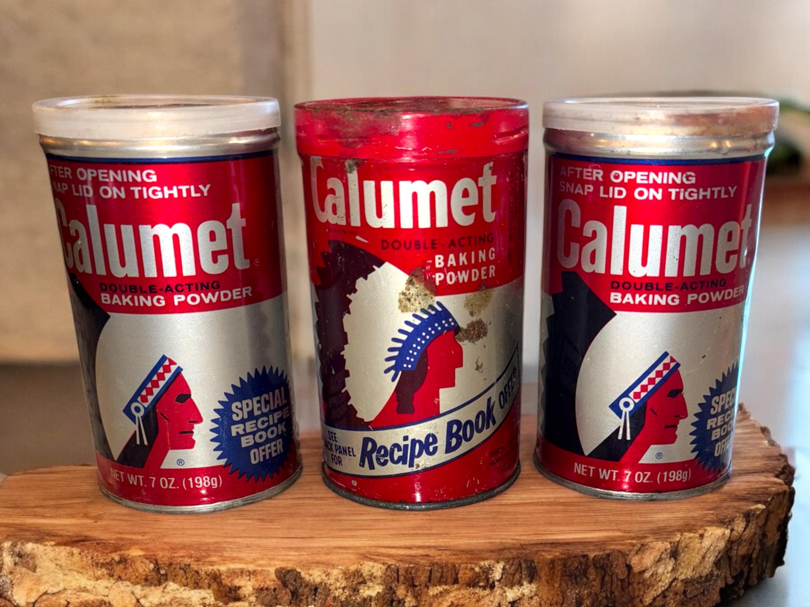 Set of 3 Vintage Calumet Double-acting Baking Powder 7 Ounce Tin