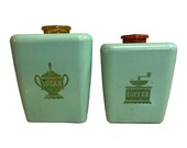 AQUA Vintage Burroughs Burrite Canister Set with Lids (Sugar and Coffee) - antique, retro, midcentury, old, kitchen, storage, coffee bar