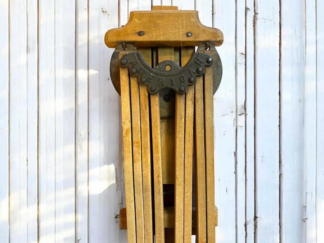Vintage American Industrial Wooden Drying Rack, Wall Mount, 8 Arms, Old ...