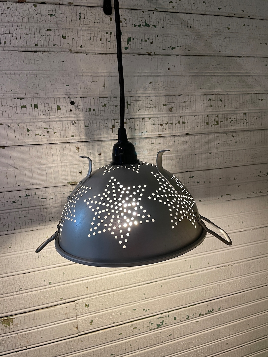 Star Colander Hanging Pendant Swag Light Lamp - Vintage Antique Retro ...