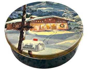Vintage Christmas Advertising Tin - Swiss Colony Old- World Cookies