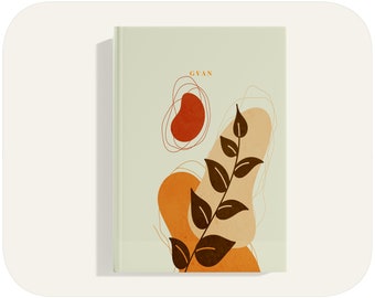 Puede incluir: Una portada de libro con un diseño abstracto que presenta una rama marrón con hojas, formas naranjas y rojas, y la palabra "GVAN" en texto blanco.