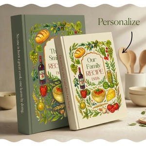 Custom Recipe Book Personalized Cookbook Binder, Blank Family Recipe Journal to Write In, Gift for Her Birthday or Kitchen Organizer Idea