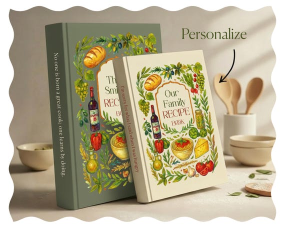 Custom Recipe Book Personalized Cookbook Binder, Blank Family Recipe Journal to Write In, Gift for Her Birthday or Kitchen Organizer Idea