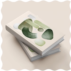 May include: Two stacked notebooks with a white cover and abstract green and white watercolor designs. The top notebook has the word "CITY" written in gold lettering.